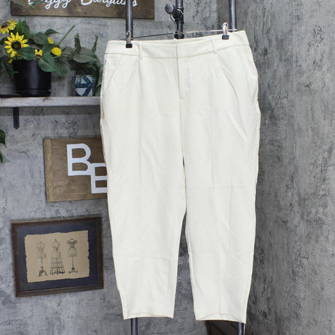 A New Day Women's Mid-Rise Regular Fit Pleated Pants. Cream Brown 18