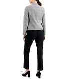 Le Suit Womens Plaid Open Front Suit Jacket 50040211 Black / Ivory 4