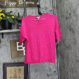 Sam & Jess Womens Short-Sleeve Embellished Sweater TA93148768AS Electric Pink M