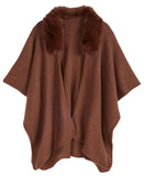 Inc International Concepts Faux Fur Trim Luxe Ruana Topper IN4642511 Brown