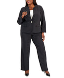 Le Suit Womens Plus Size Single-Button Blazer Slim-Fit Suit Pantsuit Black` 20W