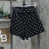 LC Lauren Conrad Womens Woven Paperbag Belted Shorts Black / White S