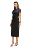 JS Collections Womens Roselle Bow Cocktail Mesh Sheath Dress 86113299 Black 10