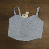 Levi's Adore Bustier Adjustable Strap Shirt Top Blue Indigo Floral Blue XL