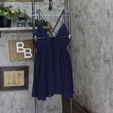 Jump Juniors Chiffon Shirred Short Dress with Deep V Neck 48452 Navy Blue 9
