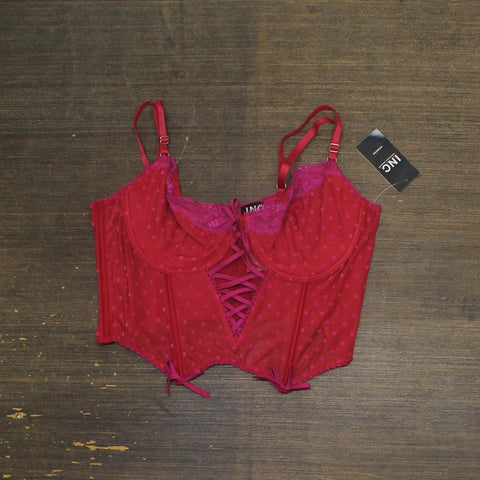 INC International Concepts Womens Printed Bustier Corset Crimson Leaf Red L