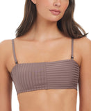 Sanctuary Womens Refresh Rib Bandeau Bikini Top SARR25155 Iron Brown M