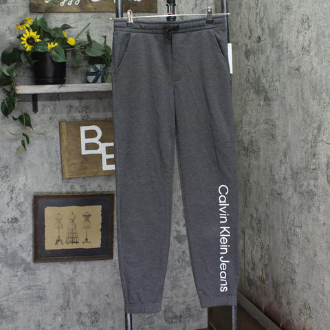 Calvin Klein Pull-On Fleece Jogger Sweatpants Charcoal Heather Gray L (14/16)