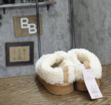 Auden Womens Mia Faux Shearling Clog Slippers 91309176 Beige Brown 7M