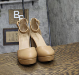 Sun + Stone Womens Birdey Ankle-Strap Block-Heel Sandals Nude Brown 9.5M