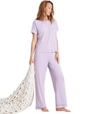 State Of Day Womens Fluid Knit Pajamas Pants 100200401MS Frost Bite Purple XS