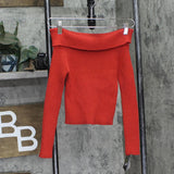Art Class Girls Off the Shoulder Ribbed Sweater 91367115 Red S
