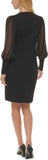 Calvin Klein Womens Comfy Sheer Sleeves Sweaterdress CD2W1T8B Black M