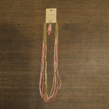 Michelle Multirow Seed Beaded Dangly Earrings Necklace Set Gold / Pink 31" + 2"