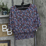 Sam And Jess Womens Smocked-Waist Top TA93442728J Americana Floral Red XS