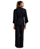 State Of Day Womens 2-Pc. Fluid-Knit Pajama Cardigan Pants 100189719MS Black XS