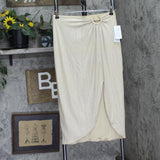 Guess Womens Cristina Ribbed Side-Slit Midi Skier Safari Tan Foil Brown M