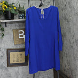 Tahari ASL Womens Rhinestone Trim Shift Dress DAM625-T4 Cobalt Blue 14
