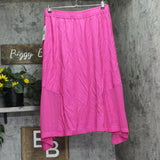 DKNY Womens Handkerchief Hem Mixed Media Maxi Skirt P4DN8X10 Vivid Pink L