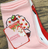 High Point Design Womens Strawberry Shortcake 3-Pack Mid Crew Socks Pink Multi S