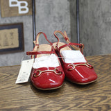 A New Day Square Toe Mary Jane Slingback Block Heel Patent 94305222 Red 8.5M
