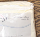 Truly Soft Pleated Duvet Set 3-Piece 72236640034 Ivory  Off White Full/Queen