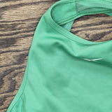 Reebok Womens Halted Unlined Open Mesh Back Sports Bra Green XS
