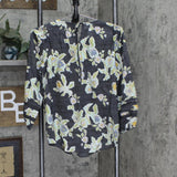 LC Lauren Conrad Women Lightweight Woven Tie Back Blouse Shirt Top Gray Floral S