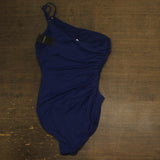 Lauren Ralph Lauren One-Shoulder One Piece Ruched Swimsuit Sapphire Blue 14