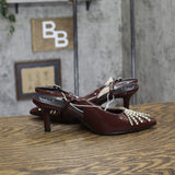 A New Day Serafina Rhinestone Slingback Heels 94661784 Burgundy Red 8M