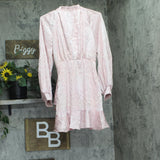 Aqua Ruffled Faux Wrap Dress with Long Sleeves IDO12847 Blush Pink S
