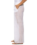 Dotti Womens Cotton Openwork Dot Drawstring-Waist Pants 85289 White XL