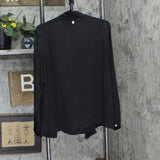 Anne Klein Womens V-Neck Large Neck Tie Woven Blouse Shirt Top Black 14