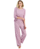 Charter Club Womens Long Sleeve Pajama Shirt Top 100189848MS Feathers Purple S