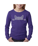 La Pop Art Big Girls Word Art Long Sleeve Graphic T-Shirt Purple L