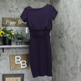 Kensie Womens Tulip-Sleeve Tie-Waist Dress KDTP2921 Eggplant Purple 6