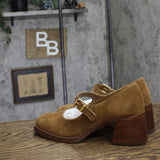 Steve Madden Womens Suede Lisbon Block Heel Loafers LISB02S1 Chesnut Brown 9M