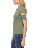 Dkny Jeans Women's Cutout Ribbed T-Shirt E2GFDNUY