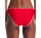 Aqua Hem Pull On Elastic Waistband Swim Bikini Bottoms Red See Measurements