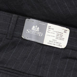 Stafford Mens Vintage Unhemmed Wool Suit Dress Pants Charcoal Pinstripe Gray 45L