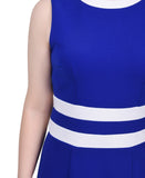 NY Collection Colorblock 2-Piece Dress and Jacket Set Sapphire Blue / White 6P