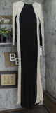 Xscape Women's Caviar Bead Sleeves Long Sleeve Gown Dress 409X Black / Nude 10