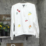 Aqua Womens Fruit Embroidered Sweatshirt PV-T80268A White L