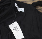 And Now This Womens Trendy Plus Size Flutter Sleeve Midi Dress Black 1X