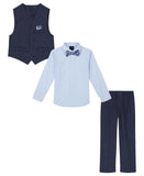 Nautica Little Boys Formal Vest Shirt Bow Tie Suit Set Tanzanite Blue 7
