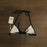 Solid & Striped The Iris Triangle Bikini Top Noir Black / Khaki Stripe S