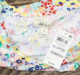 Style & Co Shoulder Pocket Short Sleeve T Shirt Top Meadow White / Multi XL