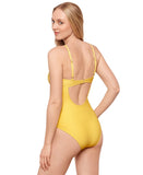 Salt + Cove Juniors Keyhole One-Piece Swimsuit 807037 Lemon Drop Yellow M
