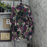 Comfort Code by Cuddl Duds Stretch Jersey Knit Open Front Cardigan Camo Floral M