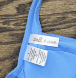 Salt + Cove Wavy-Scrunch Scoop-Neck Bralette Bikini Swim Top Capri Blue L